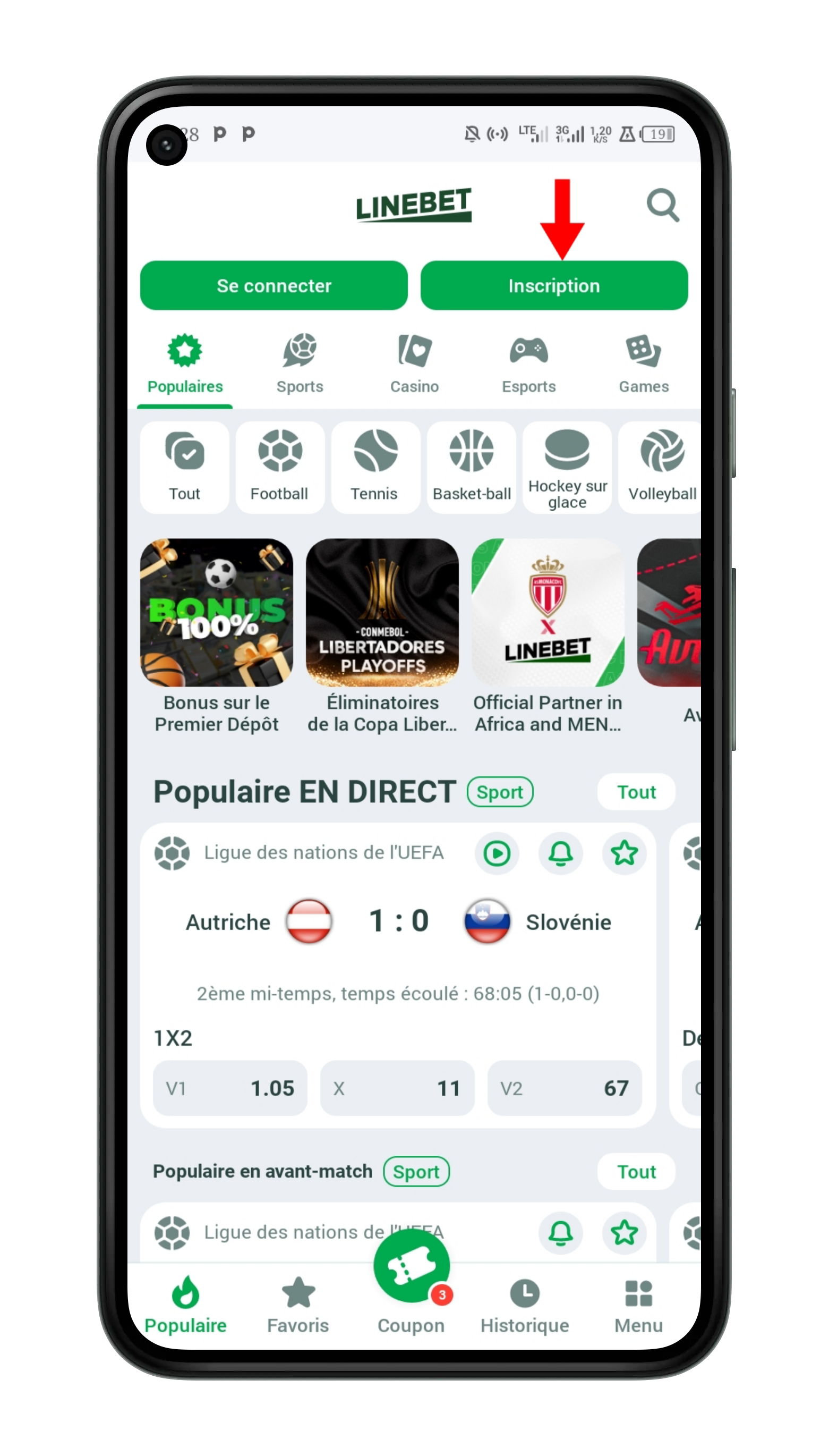 Cliquez sur le bouton S'inscrire