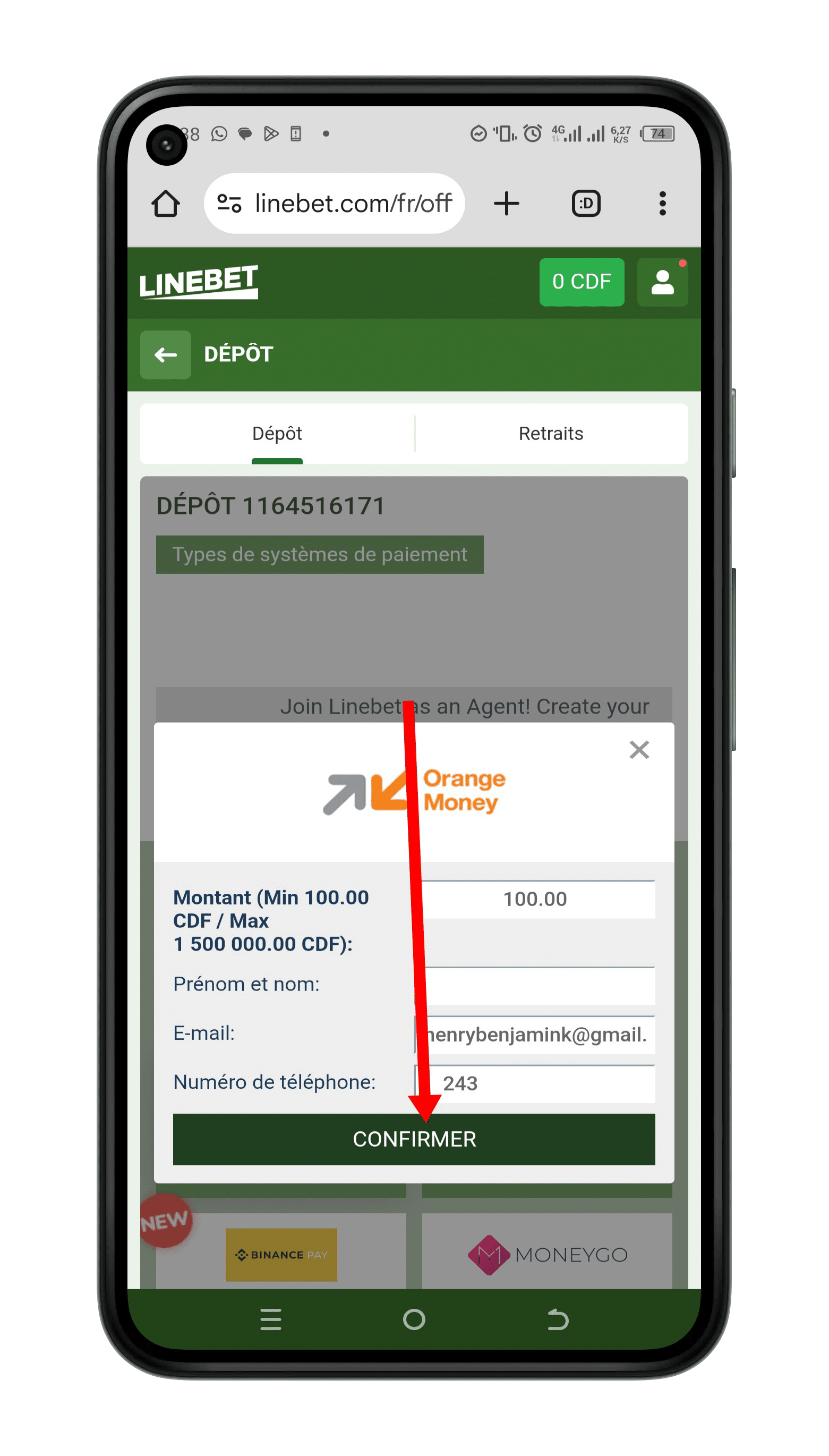 Confirmer la transaction