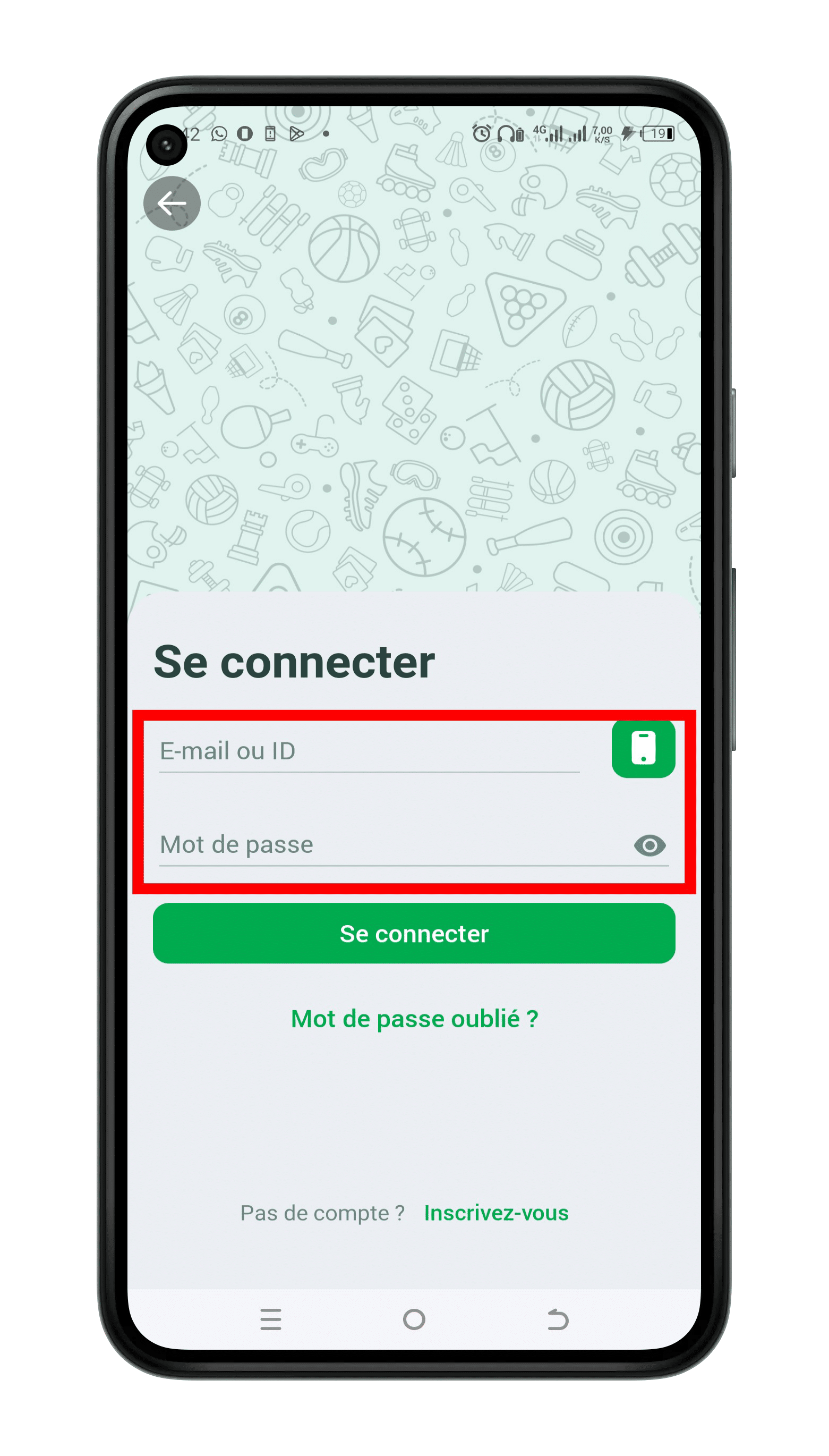 Remplir le formulaire de connexion