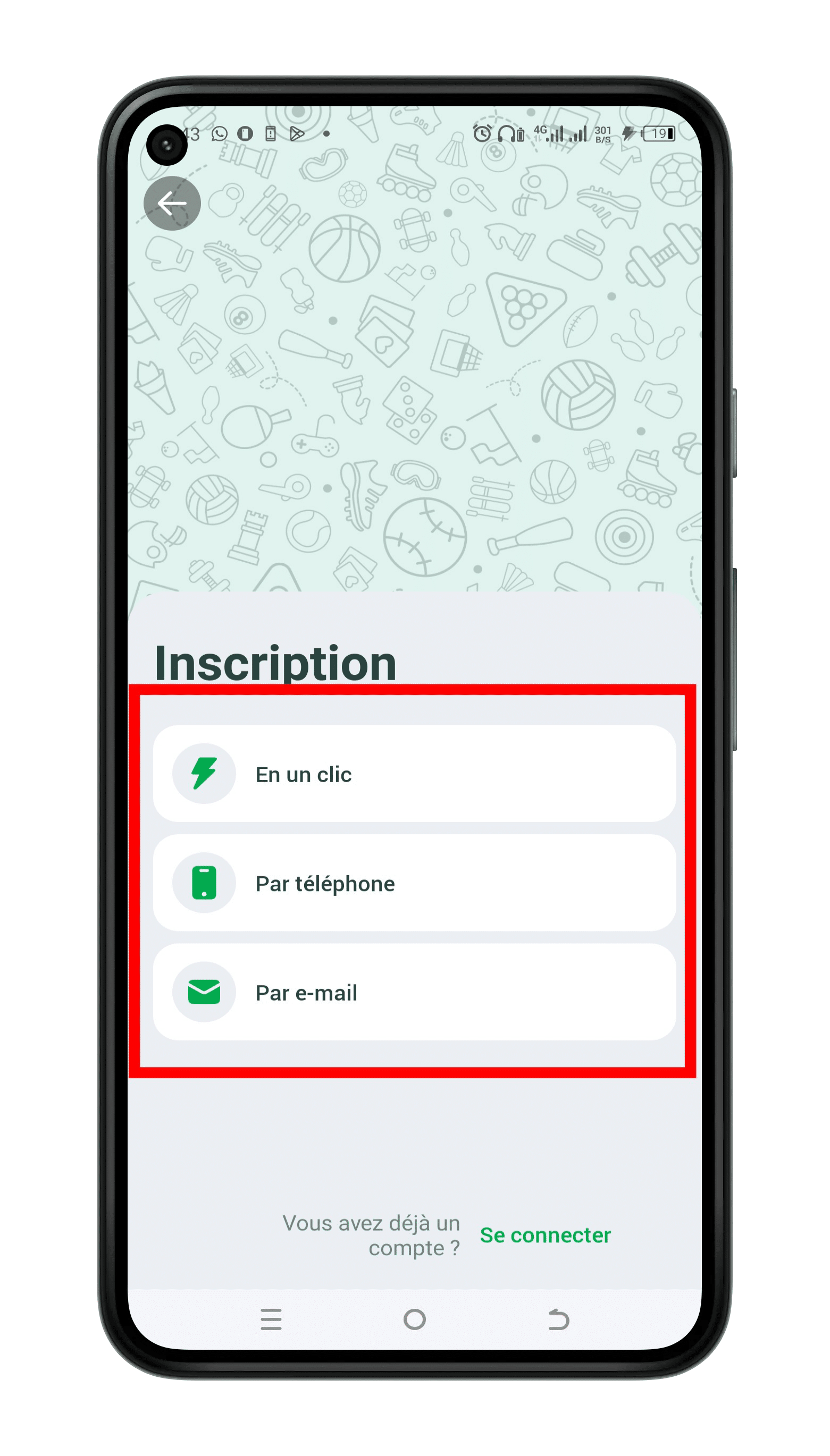 3.Choisir la méthode d'inscription