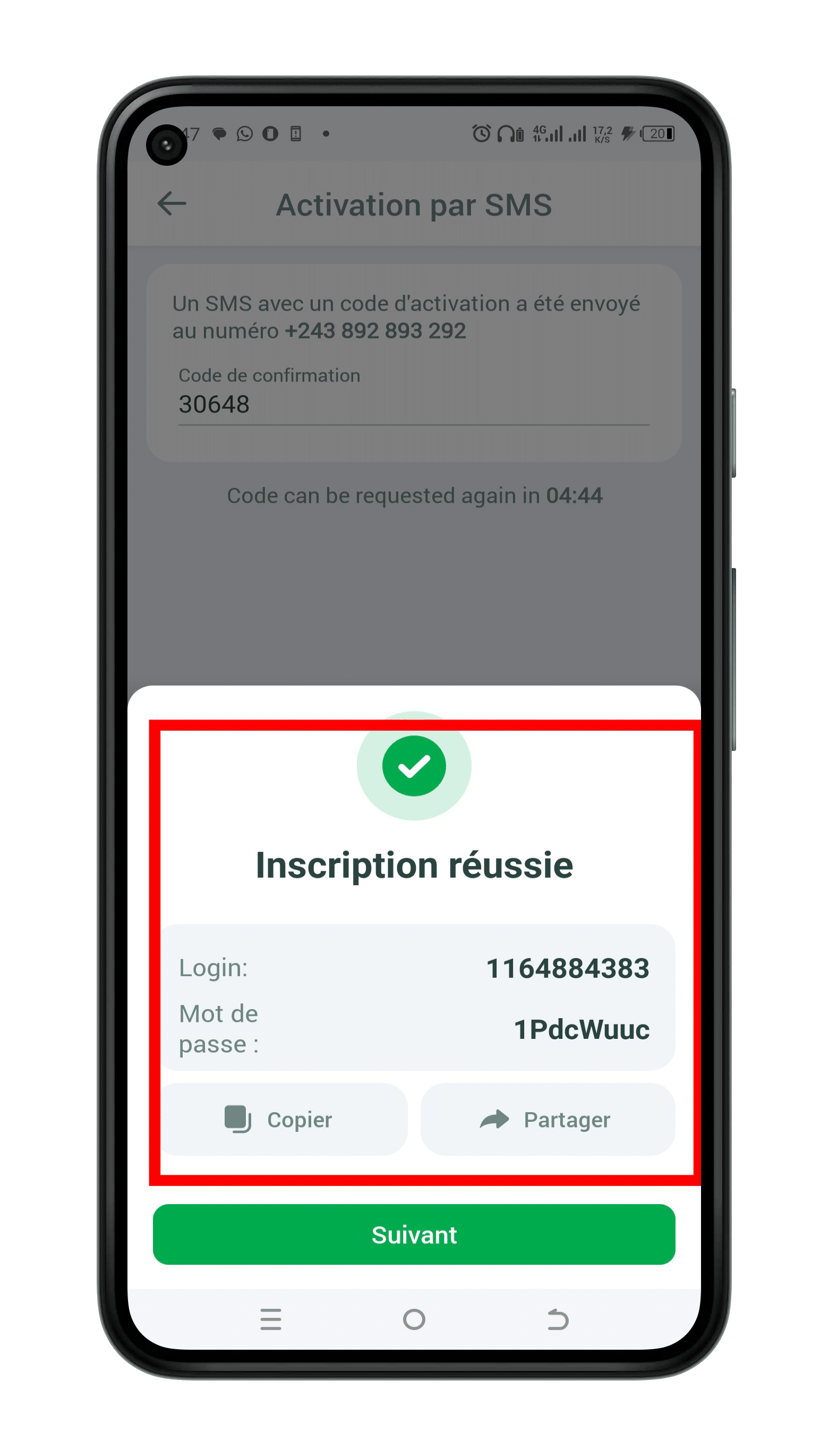 Confirmer l'inscription