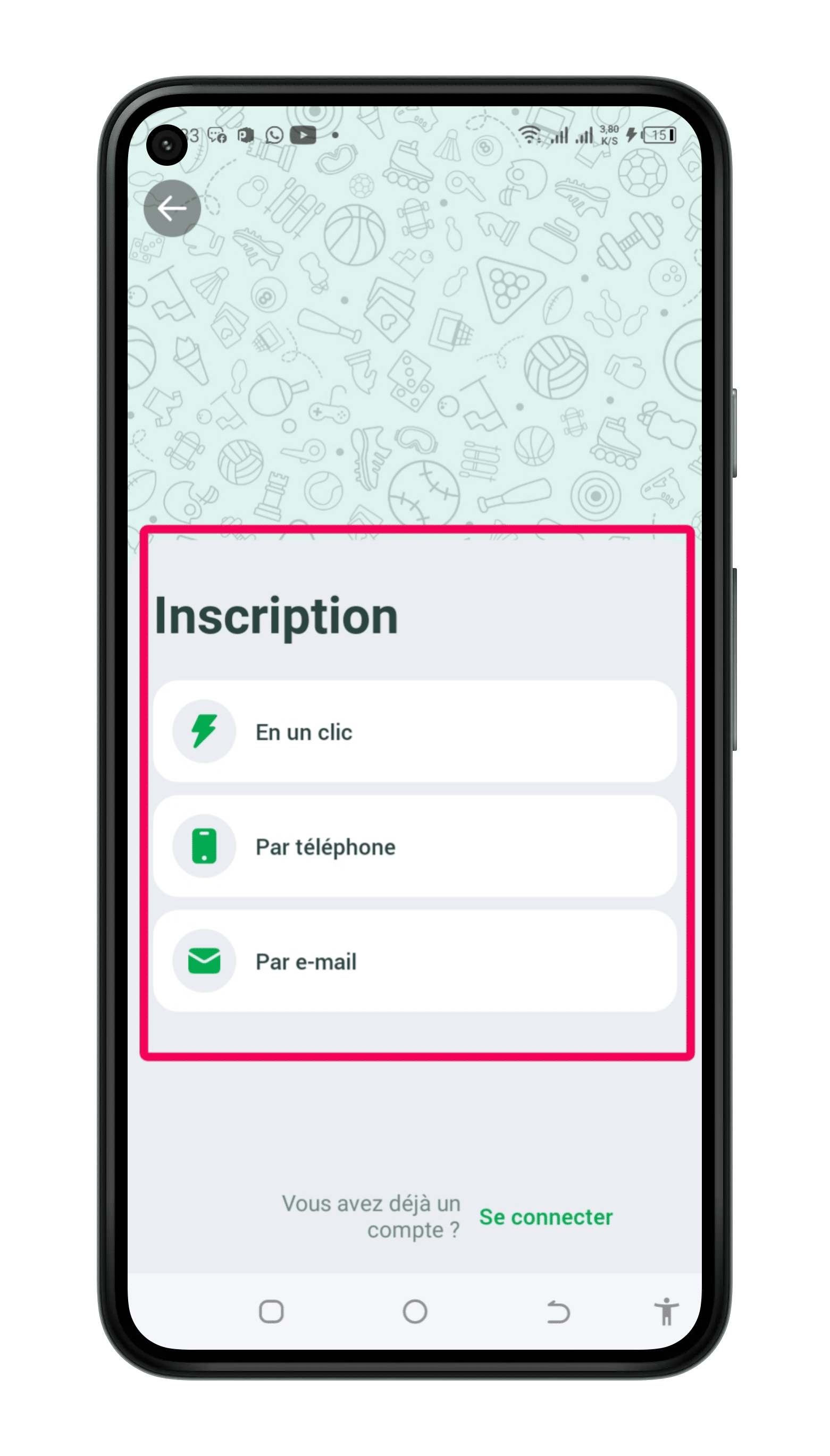 Choisir le mode d'inscription