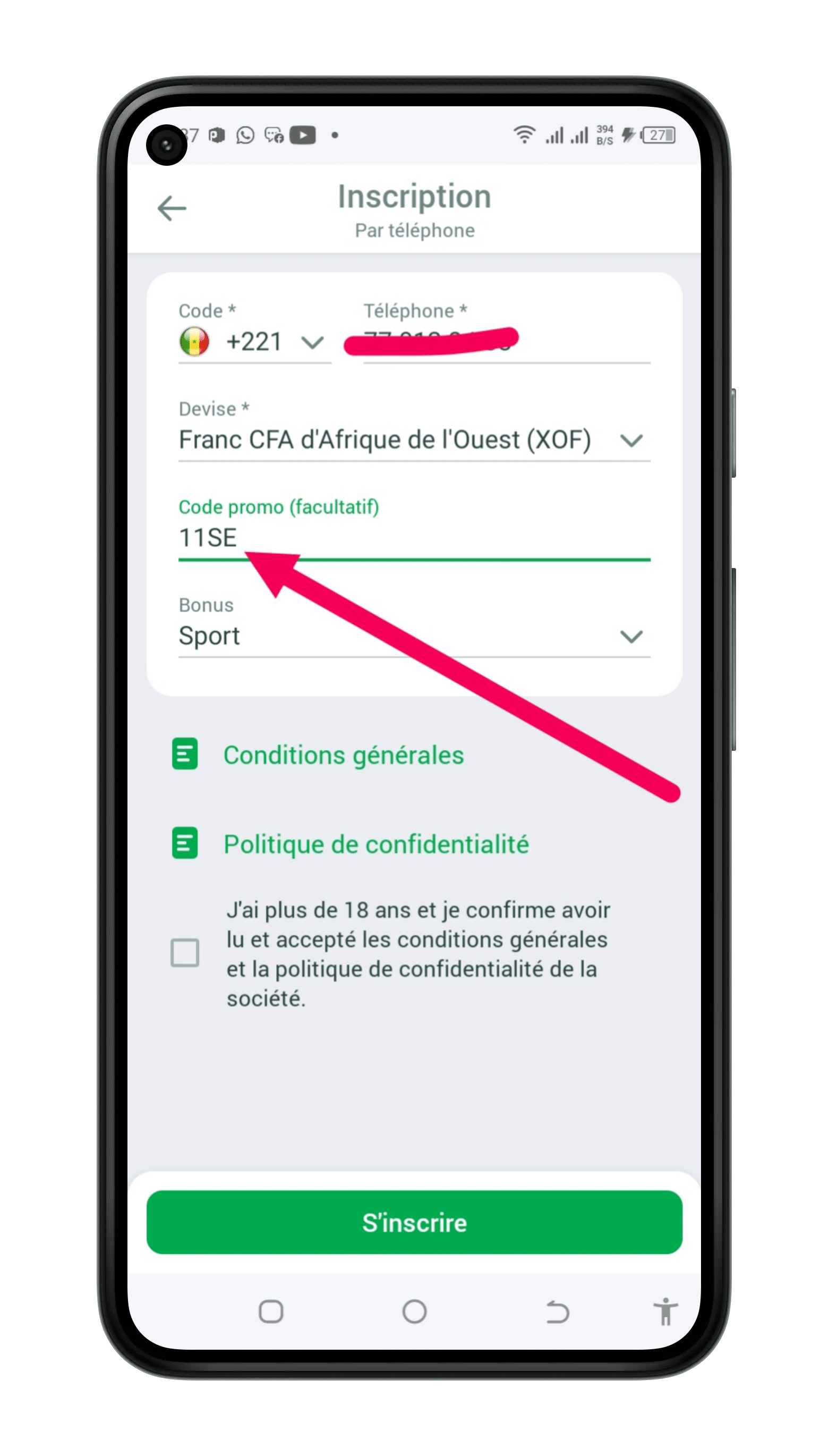 Remplir Formulaire et code promo
