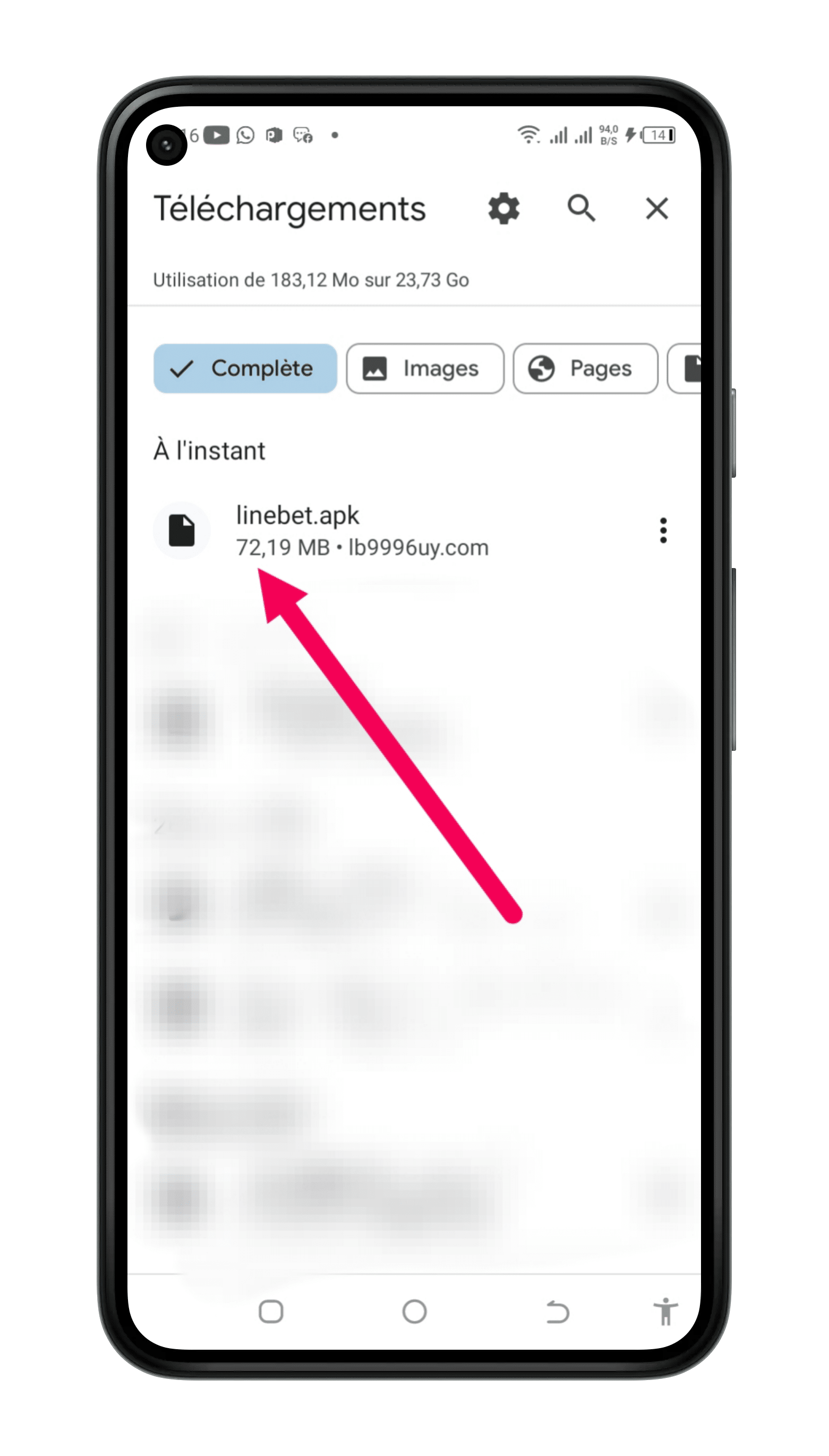 Cliquez sur l'application
