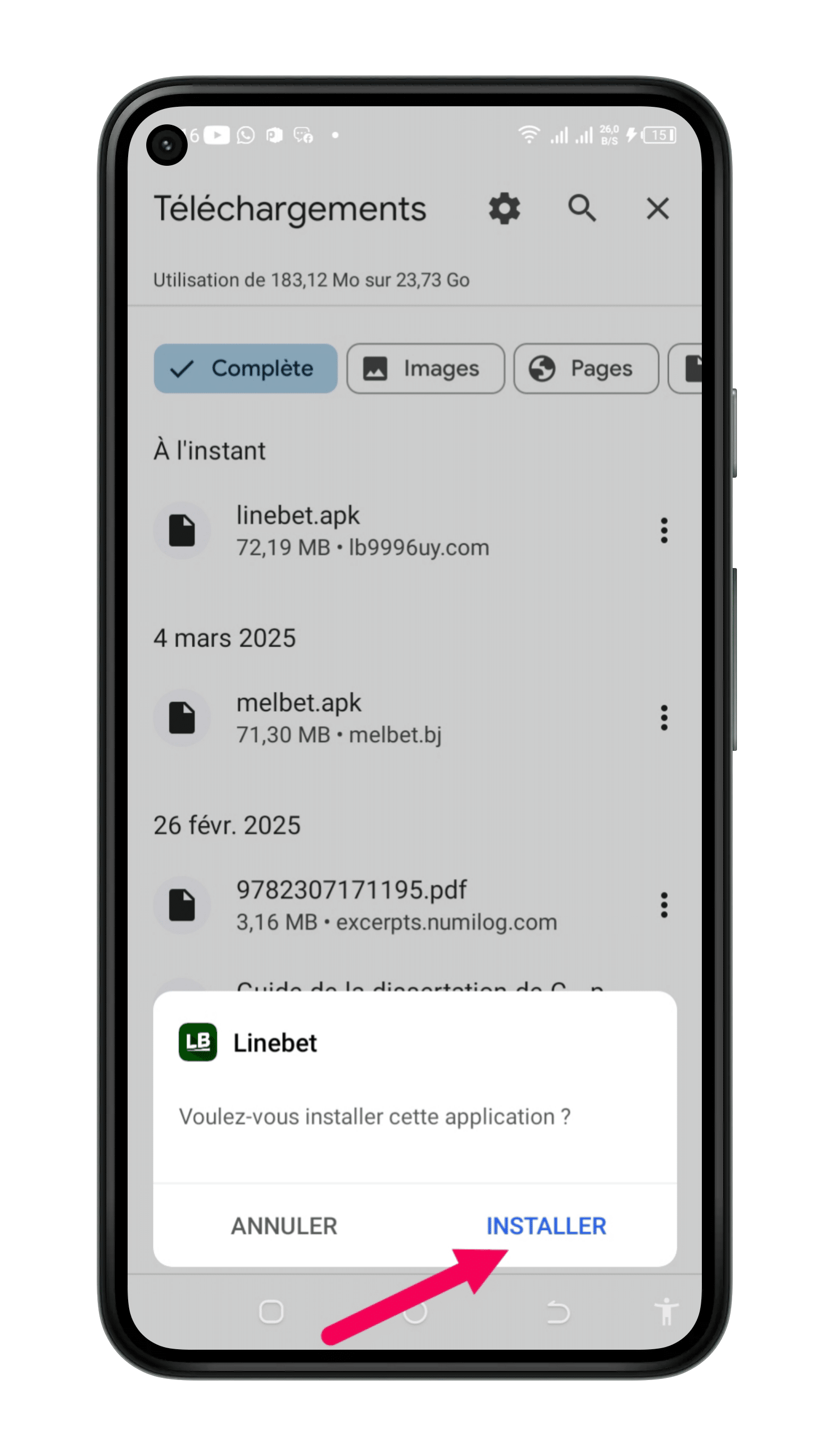 Cliquez sur Installer