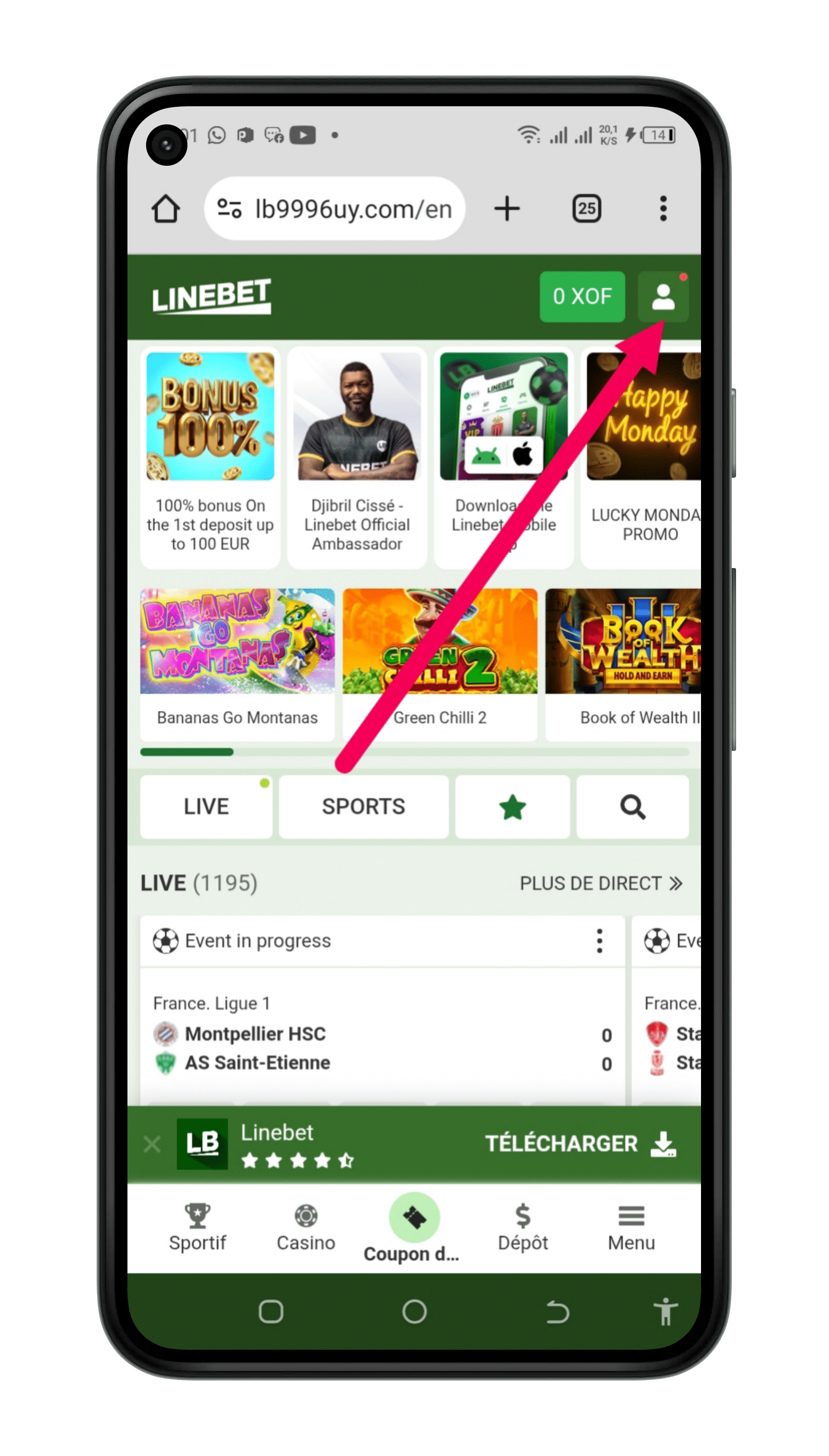 Cliquez sur le Profil